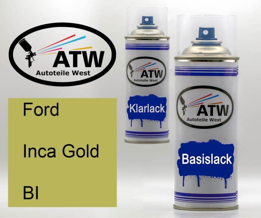 Ford, Inca Gold, BI: 400ml Sprühdose + 400ml Klarlack - Set, von ATW Autoteile West.